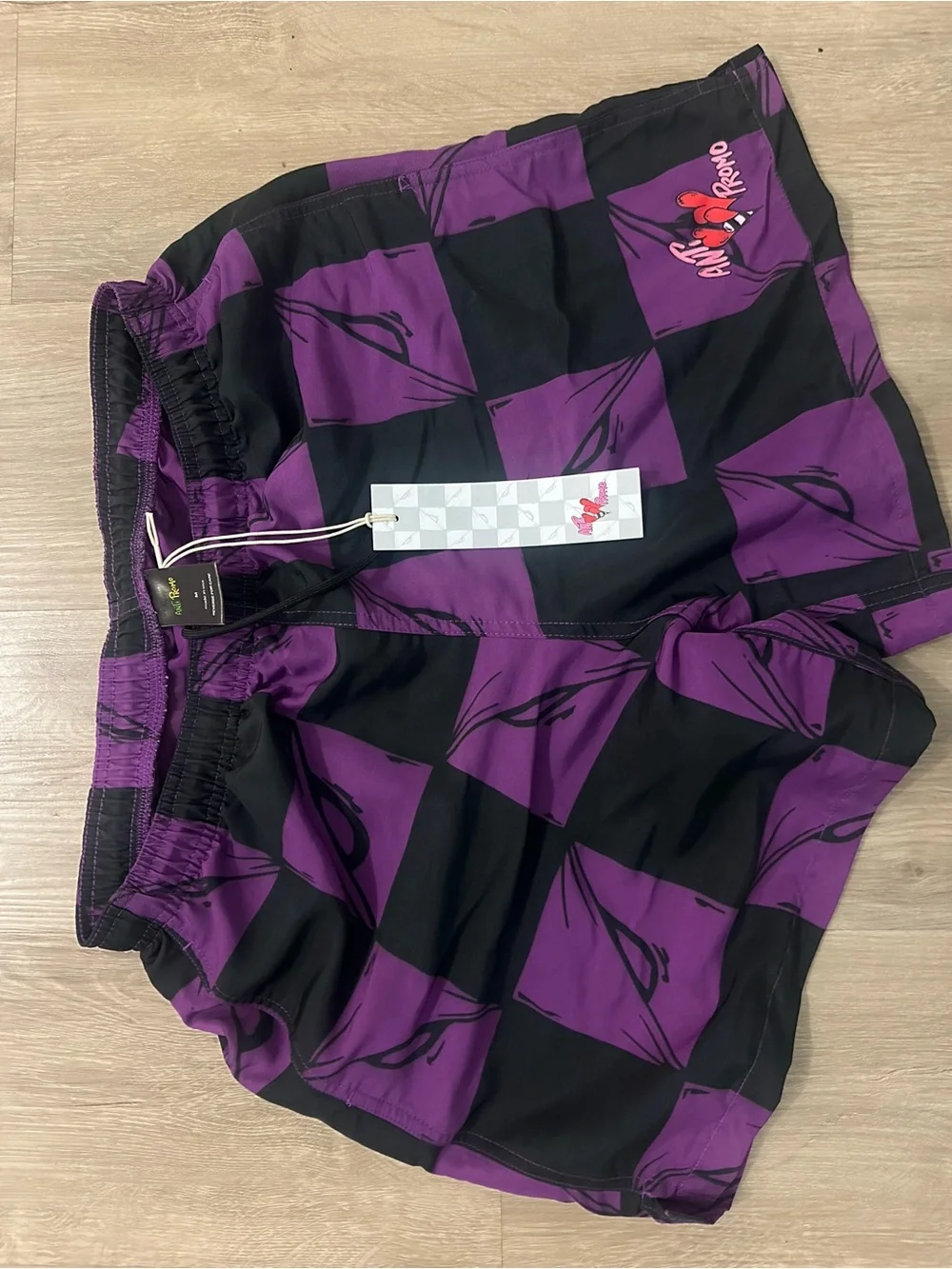 Unbranded Men’s Purple & Black Check Swim Shorts